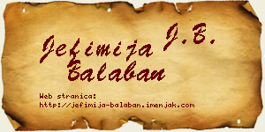 Jefimija Balaban vizit kartica